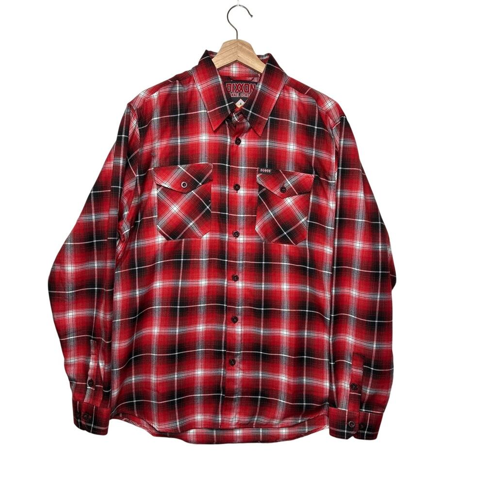 Dixxon Flannel Co Shirt Men's Button Up Long Sleeve Red Plaid Klock Werks Sz L
